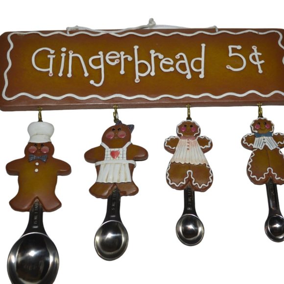 Kitchen Gingerbread People Measuring Spoon Set New In Box Unused With Hanging Rack Poshmark